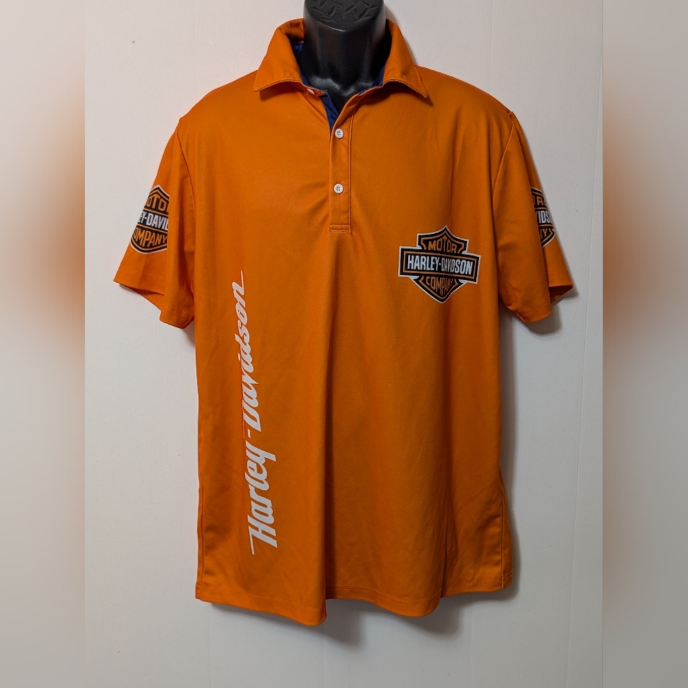 Men's Harley-Davidson Orange Polo Shirt Size XL